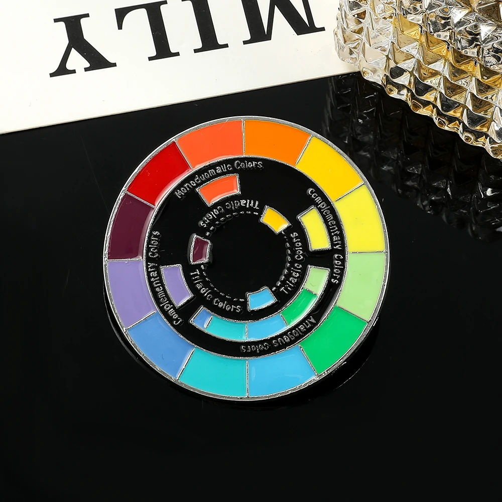 Colorful Wheel Enamel Brooch Theory Artist Badge Gifts Lapel Pins for Backpack Hat Jacket Badge Accessories