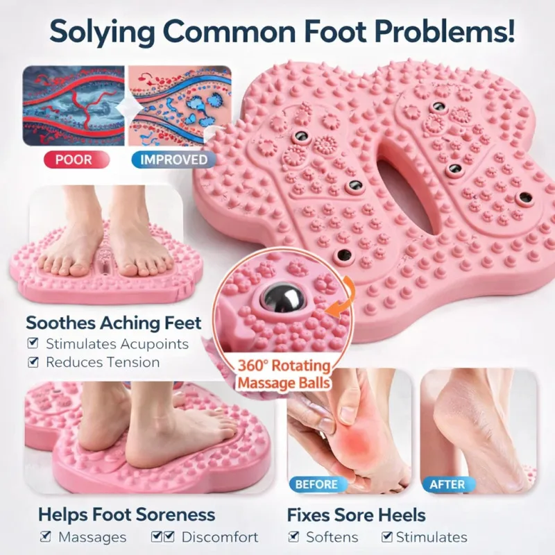 Indoor Inflatable Foot Massage  with Anti Slip Surface Magnet Stones Pressure Points for Yoga Balance Training Slimming Portable