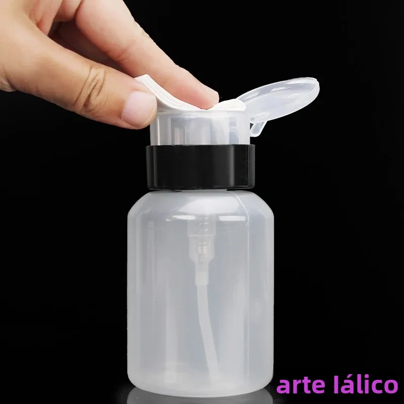 Botella recargable transparente de 210ml con dispensador de bomba, limpiador de Gel de esmalte de uñas, herramientas de maquillaje líquido de acetona