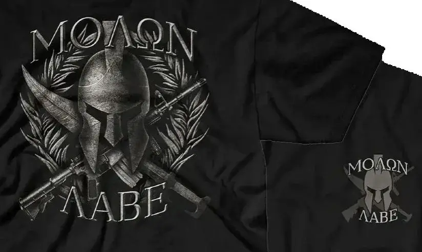 

Moran Rabe casual men's T-shirt Spartan helmet sword AR-15 rifle T-shirt 100% cotton O-neck summer short sleeve T-shirt size S-3