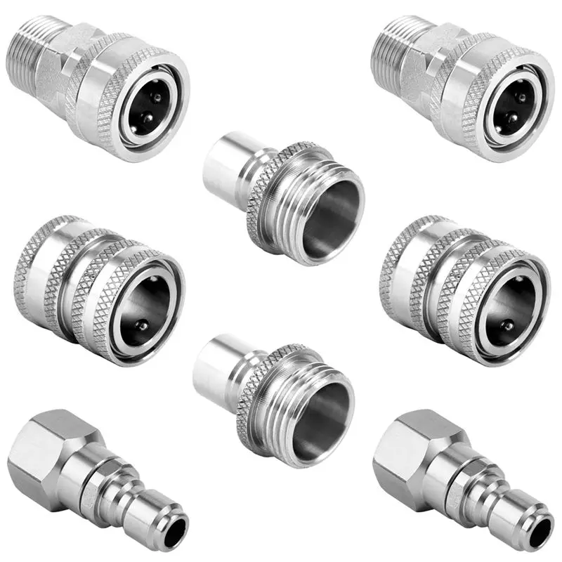 ABUH-Pressure Washer Quick Connect Kit,Swivel M22 14Mm To 3/8In Quick Connect,3/4In To Quick Release,For Power Washer, 8 Pack