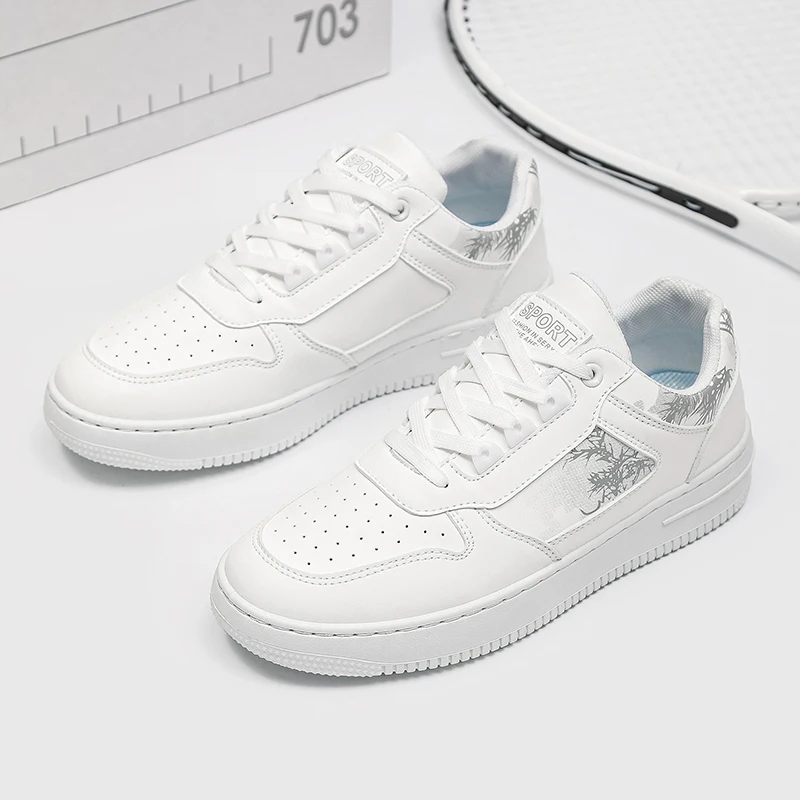 

Fashion Print Skateboard Shoes For Men White Sneakers Comfortable Leather Flat Sneakers Man Trainers Outdoor Men's Sports Shoes