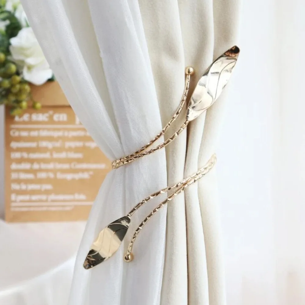 Leaf Shape Metal Curtain Tiebacks Adjustable Clip Vintage Style Curtain Pull Hook Buckle Clip Curtains Tie Holder Home Decor