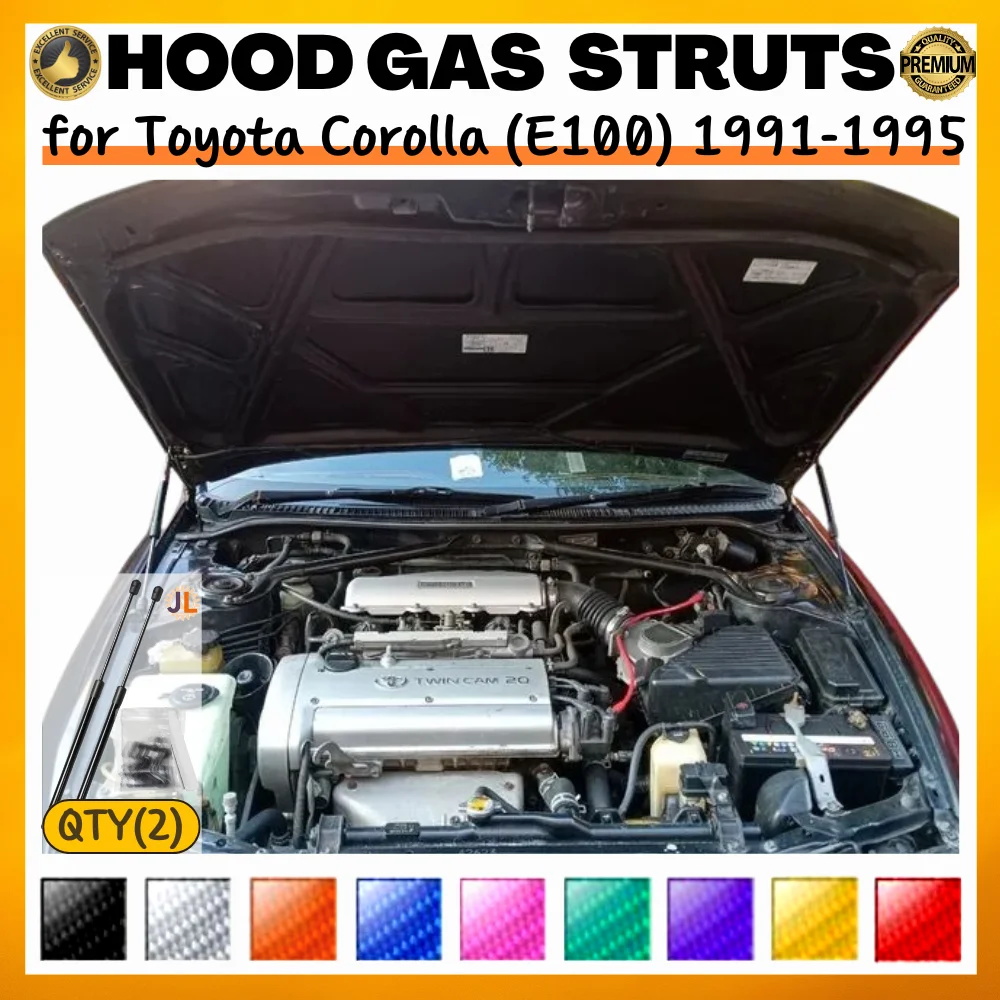 

Qty(2) Стойки капота для Toyota Corolla (E100) 1991-1995 гг., модификация переднего капота, газовые пружины, амортизаторы, подъемные опоры, демпферы