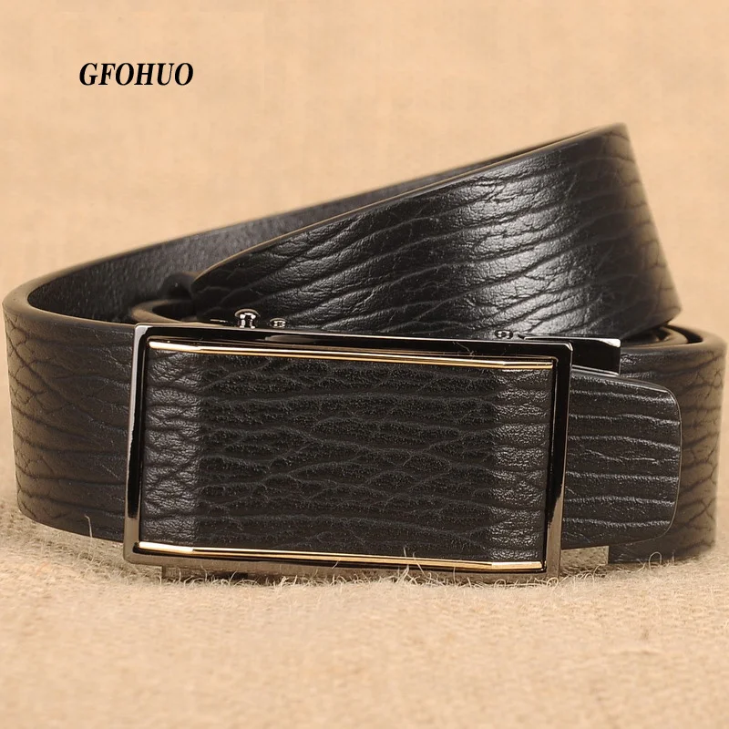 Belts For Men Genuine Leather Cowskin Black Belt Automatic Buckle High Quality Business Male Men's