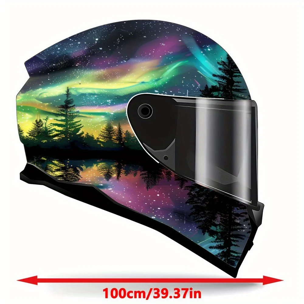 Helmet decals with dazzling aurora theme graphics, vinyl motorcycle helmet graphic stickers, heat insulation, sun protection, fu
