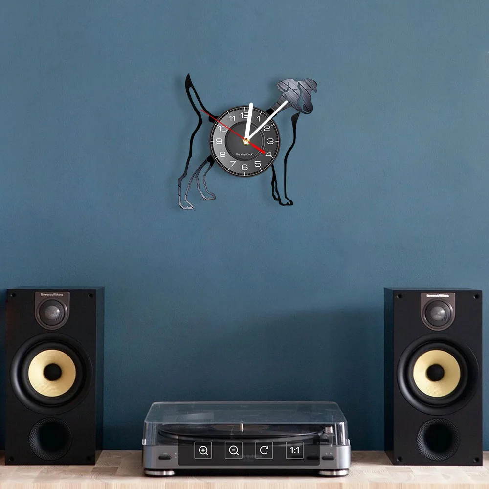 جاك راسل جحر الفينيل LP سجل ساعة حائط لمتجر الحيوانات الأليفة جرو الكلب ديكور المنزل الثعلب الصيد الكلب تولد الظل الفن ساعة حائط