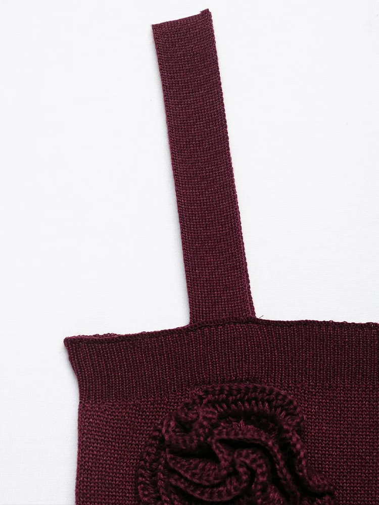 European and American style 2025 summer new women's clothing all-match blended rose applique knitted top mid-waist shorts