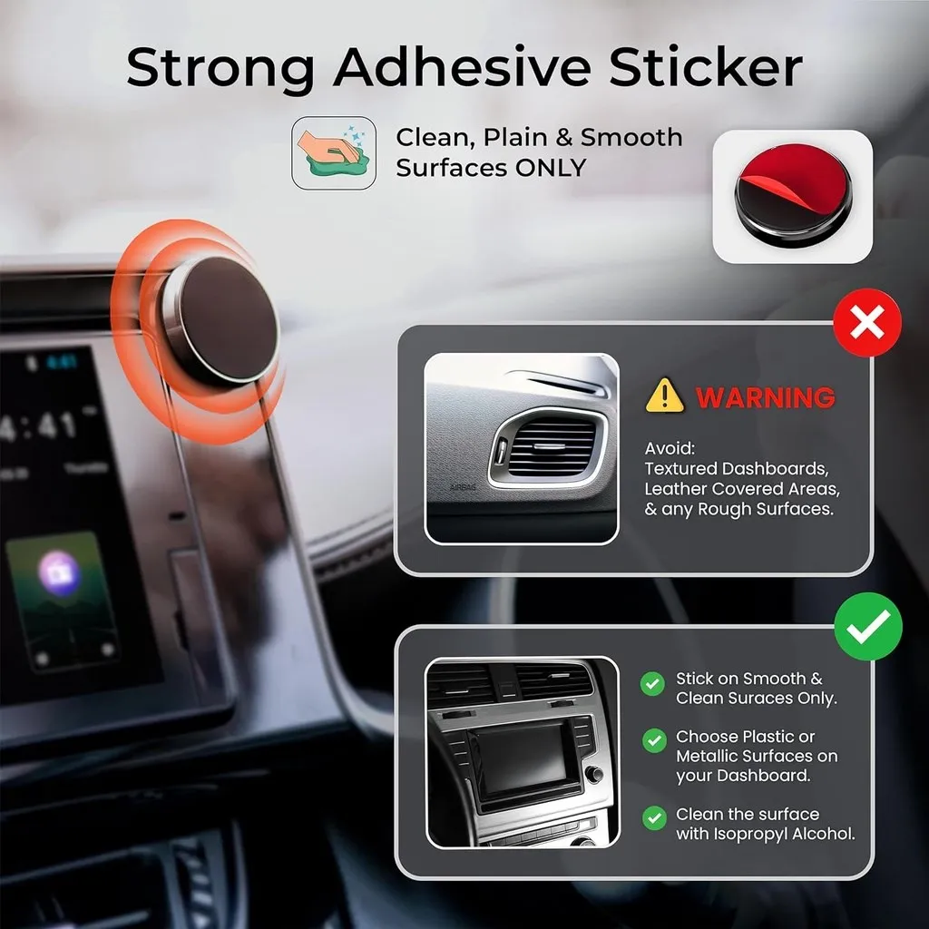 Magnetic Phone Car Holder Universal Magnet Cellphone Mount Bracket Stick on Car Dashboard Wall for iPhone Samsung Xiaomi Huawei