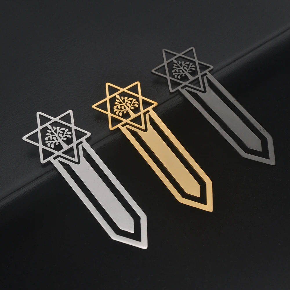 Wholesale of new stainless steel bookmarks for teachers, students, six pointed star tree bookmarks, wedding guests gifts,