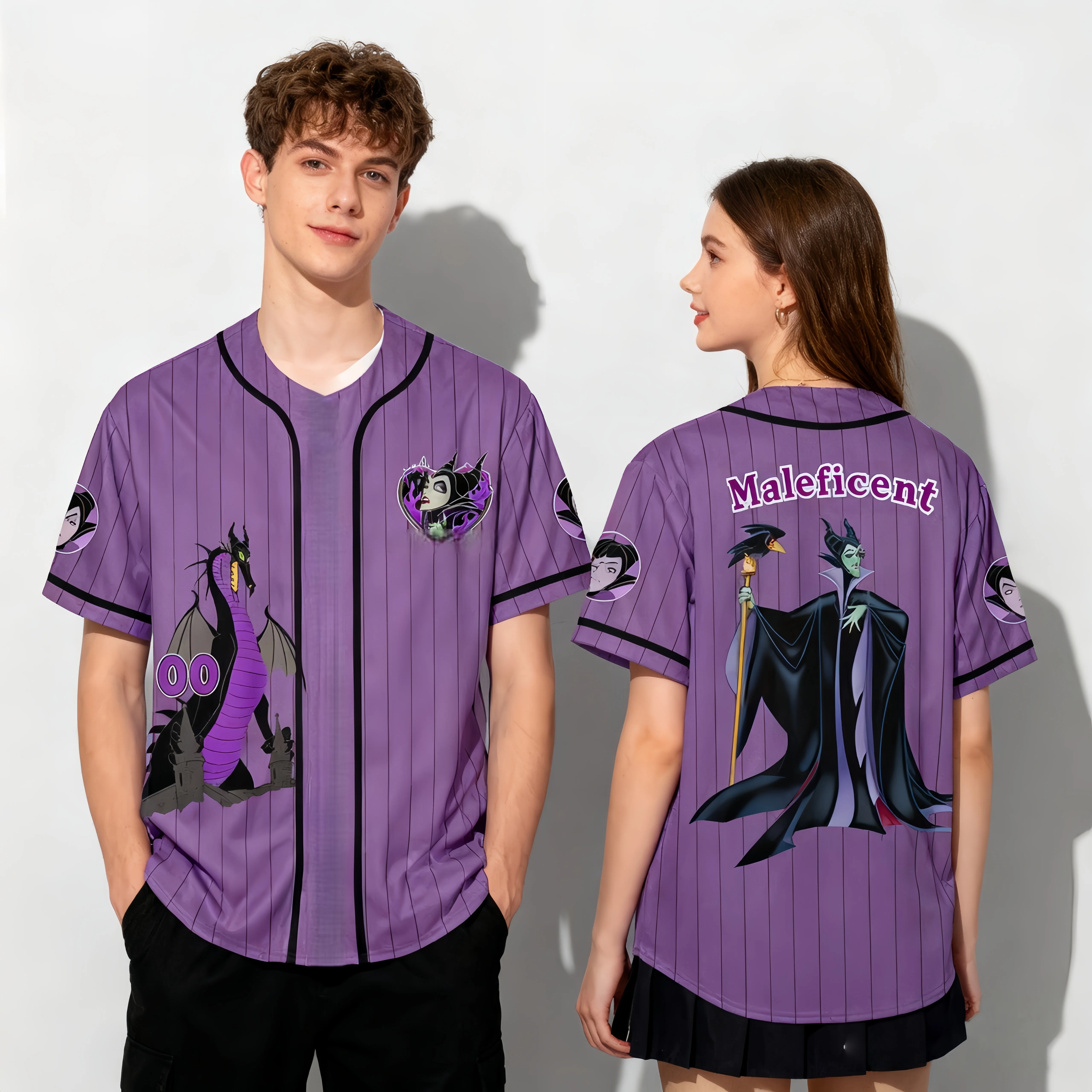 تي شيرت ديزني الرسوم المتحركة من سلسلة شخصيات الرسوم المتحركة Sleeping Beauty Lion King Summer Baseball Jersey كبير الحجم للأطفال الوالدين والطفل