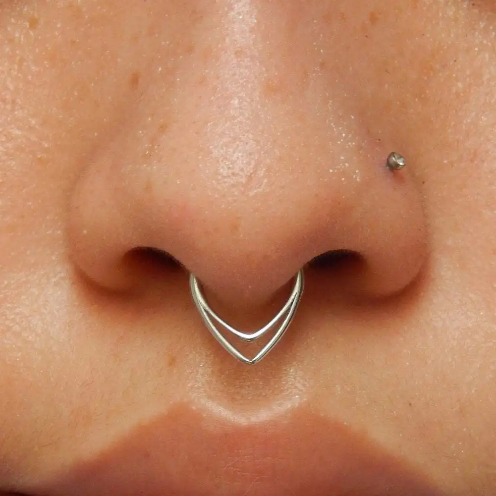 G23 Titanium Earrings Hoop Geometric Hinge Nose Ring for Women Men Cartilage Helix Daith Tragus Conch Piercing Jewelry with Box