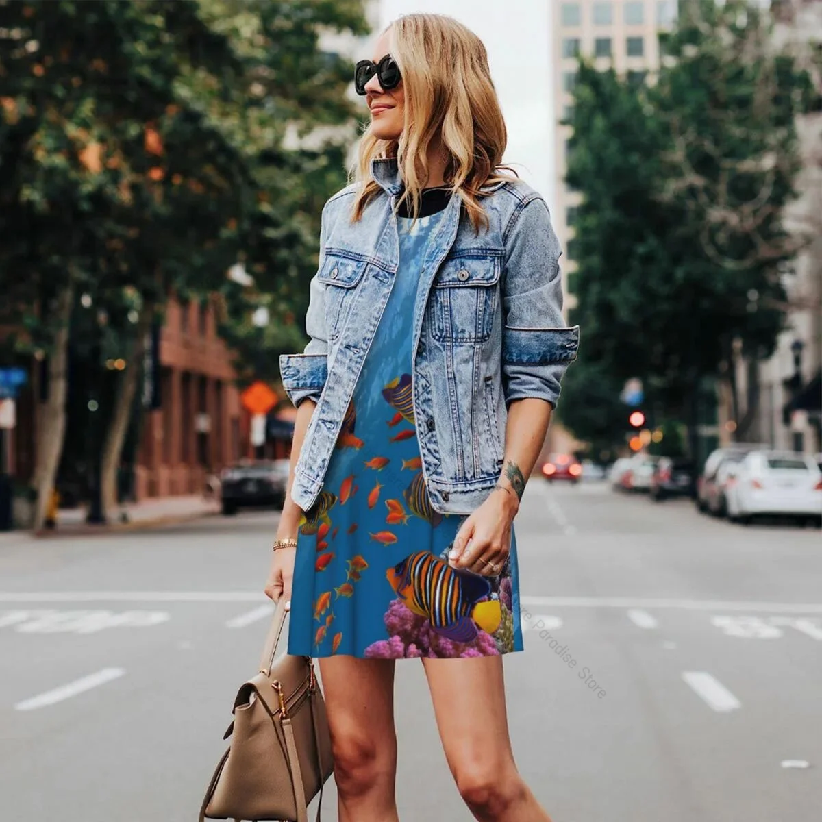 Robes d'été pour femmes, t-shirt de plage, sans manches, poisson sous-marin dans le fond de mer, robe débardeur ample décontractée, 2025
