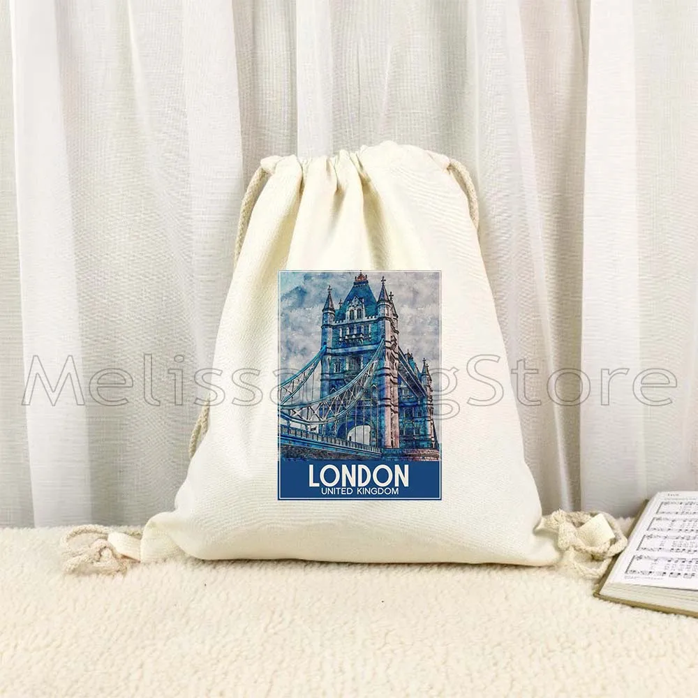 London Pisa Kyiv Rome Santorini Athens Berlin Boston Dubai Dublin Florence Painting Cute Drawstring Bag Soccer Backpack Sackpack