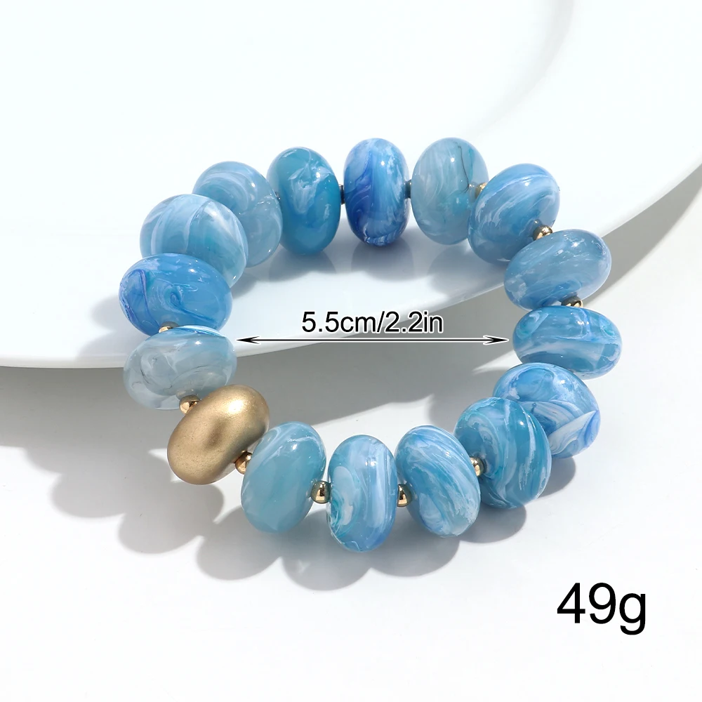 Boho Buntes Abakus-Armband mit Elastischen Perlen für Damen, Modisches Stapelbares Harz-Acryl Flachkreis-Armband mit Goldenem Abstandhalter, Schmuckgeschenk – Detail 2