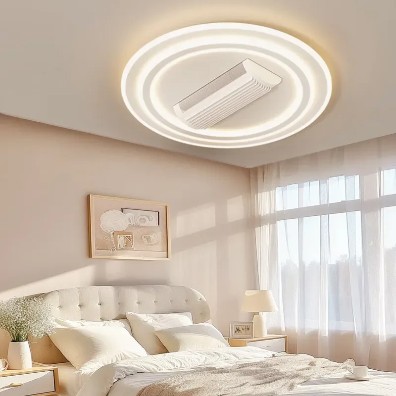 Modern Minimalist Bladeless LED Ceiling Fan with Remote Control Intelligent Eye Protection Electric Air Cooler for Living