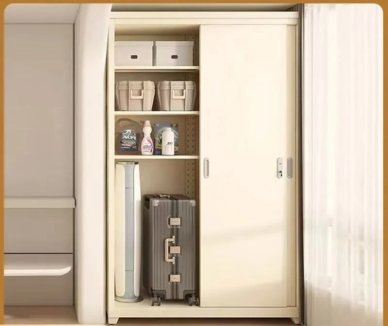 Steel Sliding Door Wardrobe Waterproof Outdoor Storage Cabinet Iron Locker for Balcony Bedroom Bay Window Sunscreen Closet