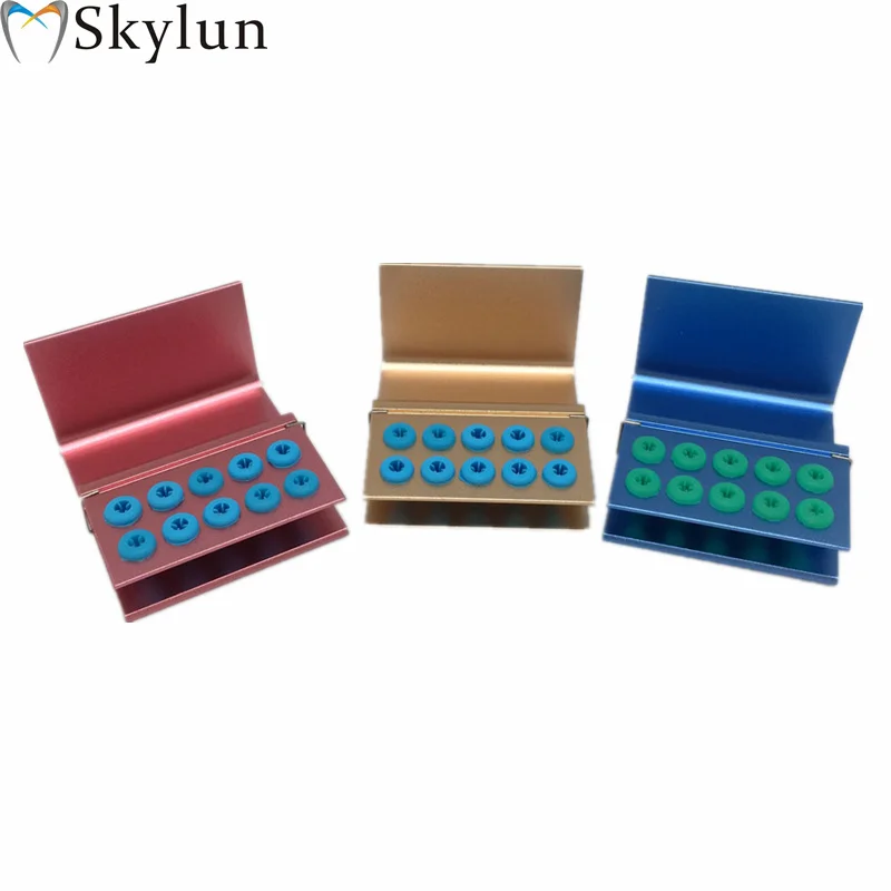 1Pc Dental 10 hole anti falling needle holder Bur holder Autoclavable Sterilize Box needle box car seat metallic SL304