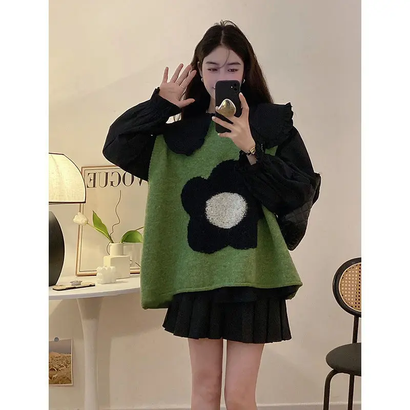 Korea Three Piece Suit  Women'S Vest + White Casual Shirt + Black Pleated Skirt Chic Female Suit Spring Autumn Winter