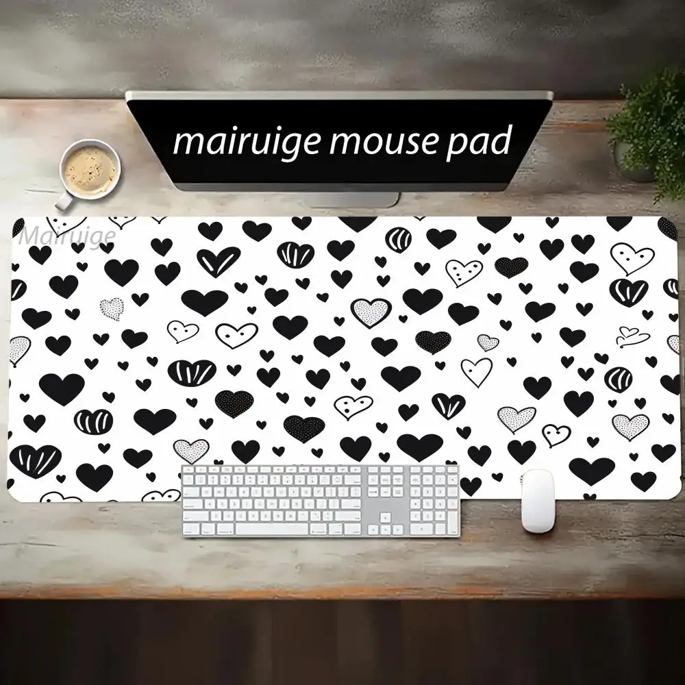 

Black White Love Art Mouse Pad Large Computer Office Game Table Mat XXL Rubber Anti-slip Gaming Keyboard Mousepad Long Desk Pads