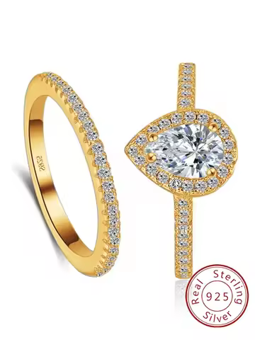 925 Sterling Silver Simple Classic Gorgeous Zircon Water-Drop Ring For Women Engagement Wedding Luxury High Quality Fine Jewelry