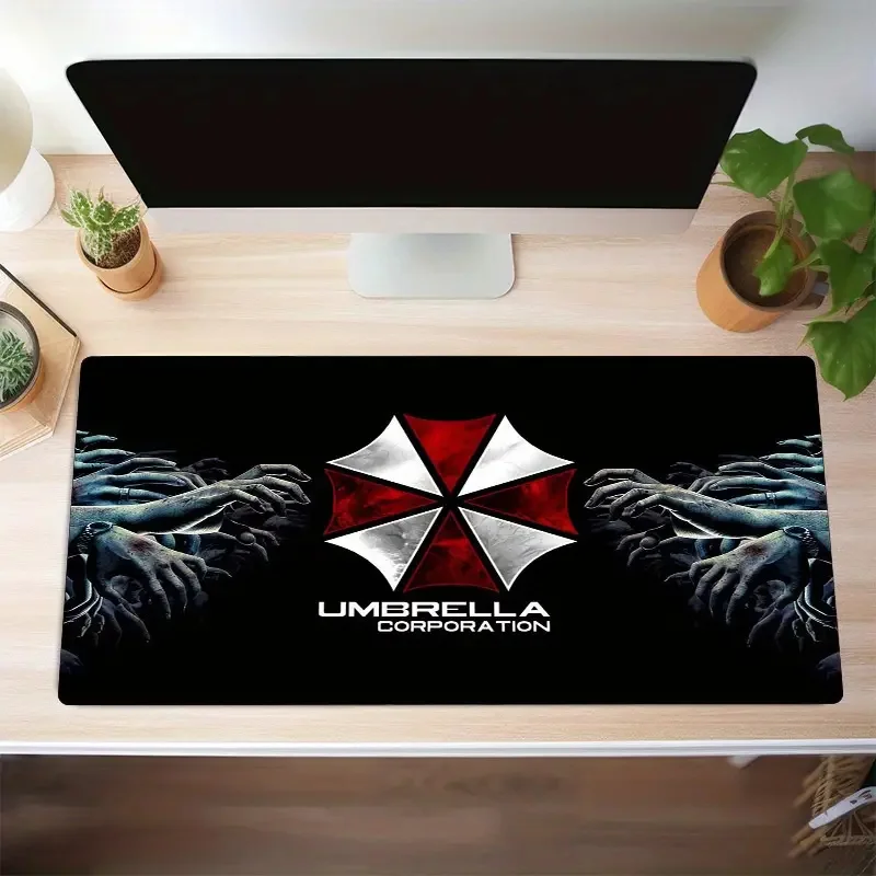 Hd impressão pintado jogo residente mal guarda-chuva mouse pad impermeável borracha de grandes dimensões antiderrapante teclado almofada borda bloqueada