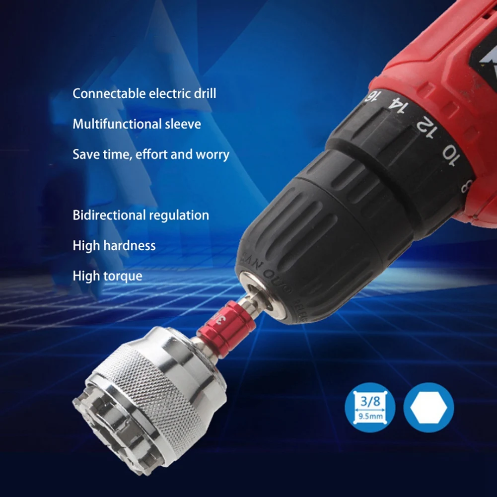 

A15F-10-19Mm Adjustable Hex Universal Socket Torque Ratchet Adapter Wrench Head Spanner Sleeve Repair Tools