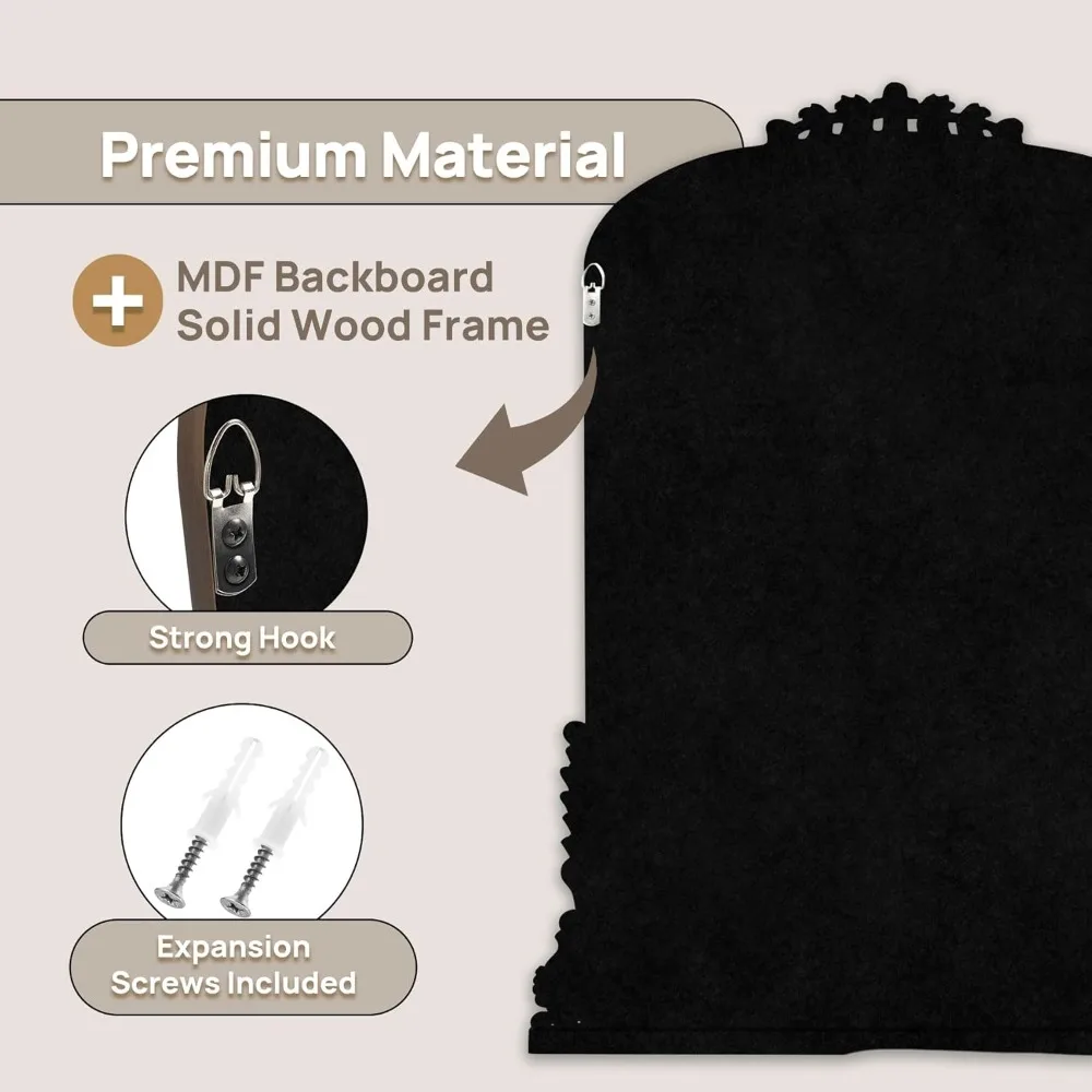 Elegant Baroque Style Arched Mirror with Antique Brass Frame, 24x32, Ideal for Entryways, Fireplaces, Living Rooms