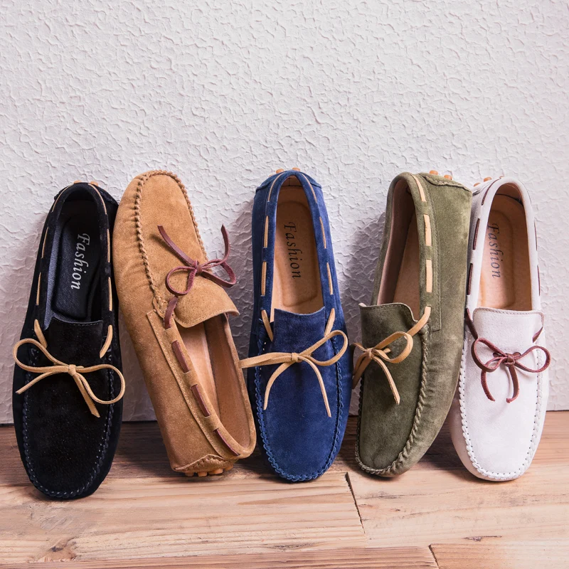 Fashion Shoe Large Size Men Loafers Soft Moccasins Genuine Leather Shoes For Men Casual Shoes Slip on Warm Flats Driving Shoes