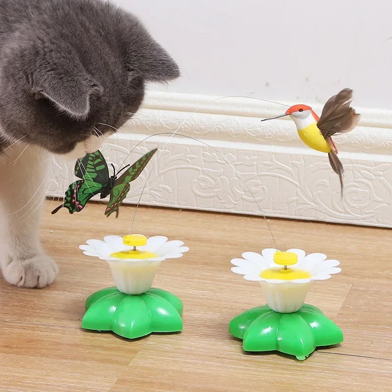 

Fun Intelligent Automatic Rotating Cat Teaser Flying Birds Butterflies Fresh Flower Cat Toys