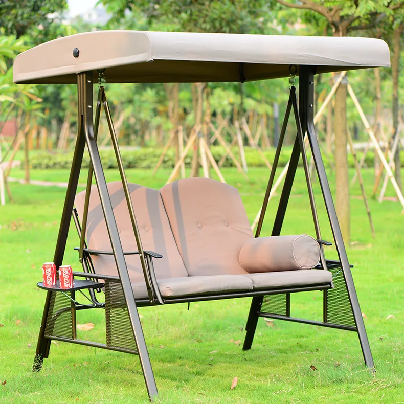 HYS Outdoor Double Triple Wrought Iron Swing Outdoor Balcony Swing Hanging Chair Patio Garden Rocking Chair