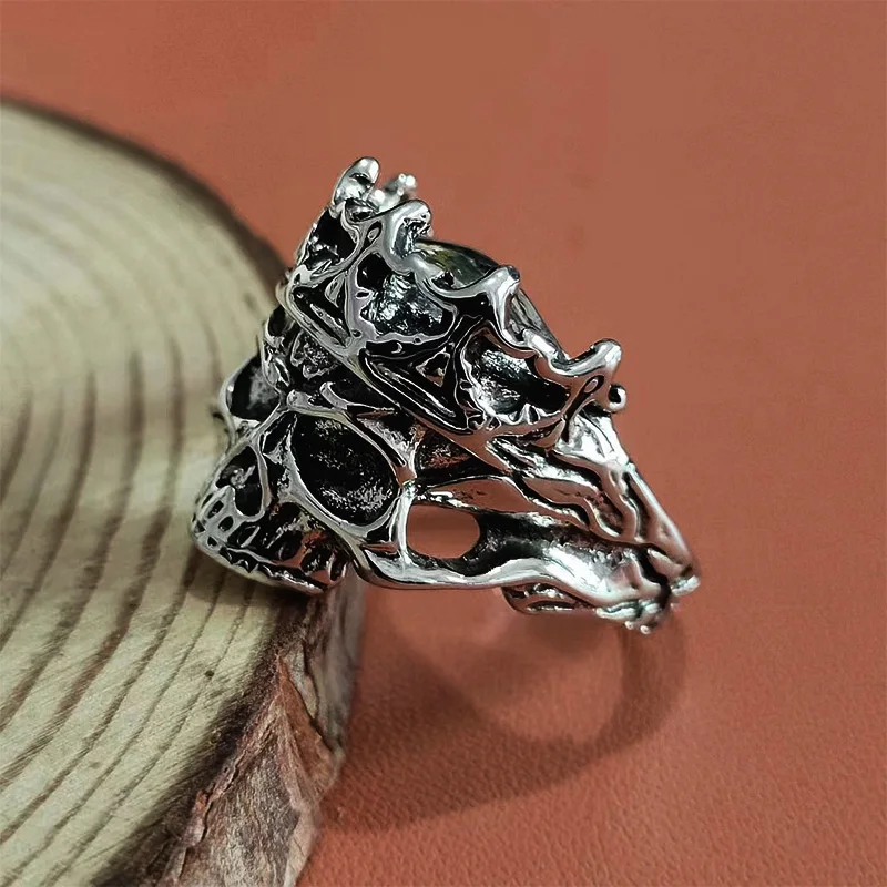 Men's Vintage Skeleton Crown Skull Ring