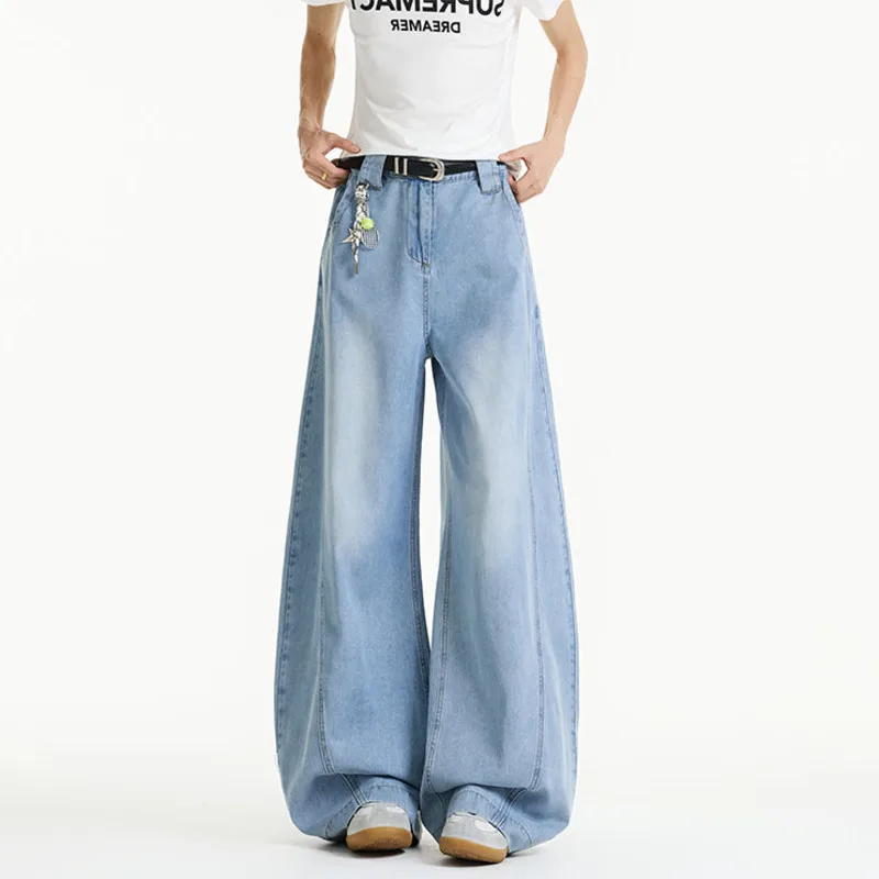 LUZHEN Style 2026 Loose New Washed Original Straight Vintage Denim Pants Men's Fashion High Quality Wide Leg Jeans Male JY8439