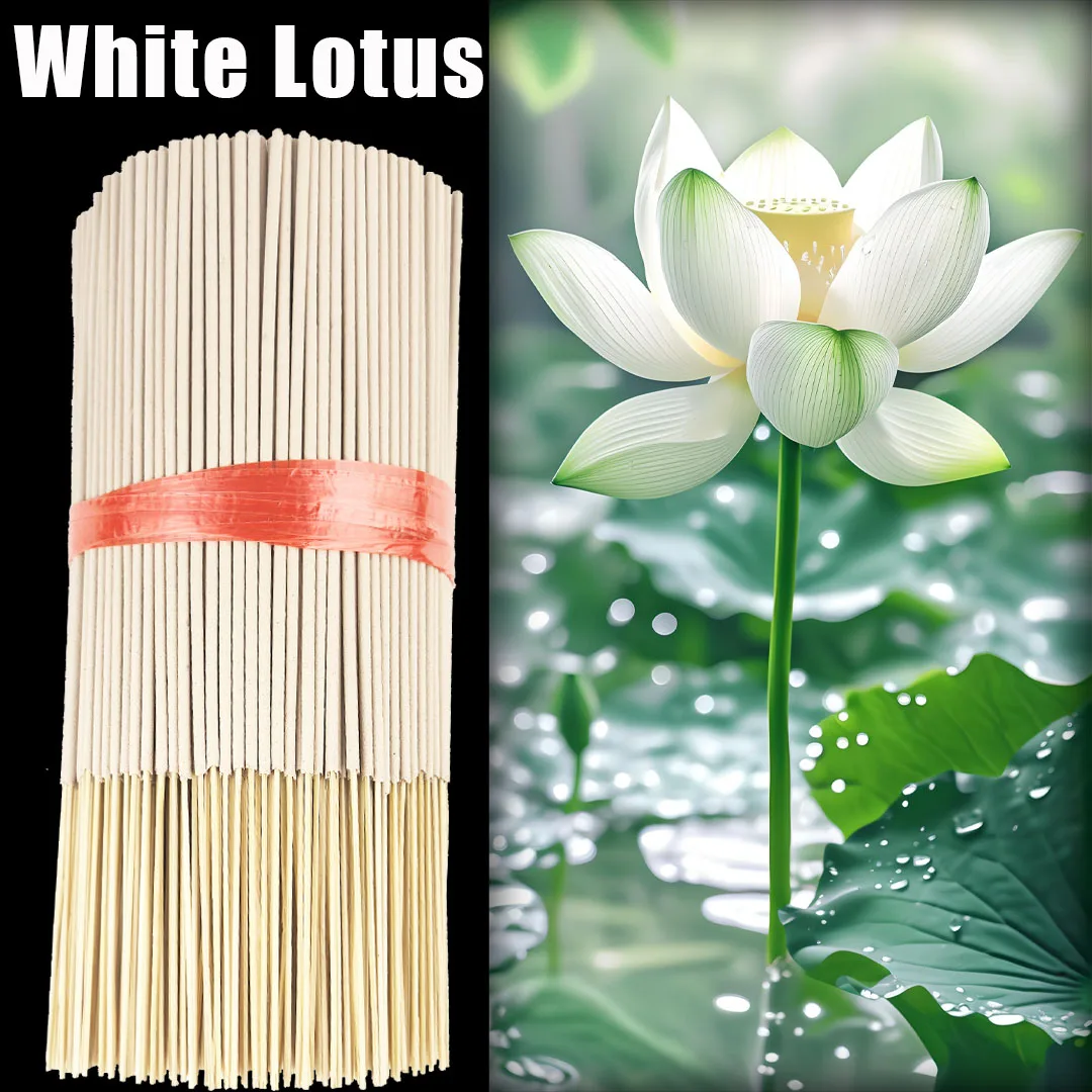 High-Quality Off-White 8.7-Inch White Lotus Incense Sticks, Made from Natural Materials, with a Lotus Scent. White Lotus Symbolizes Holiness, Divinity, and Cleanliness Essential Bamboo Stick Incense for Home view 4