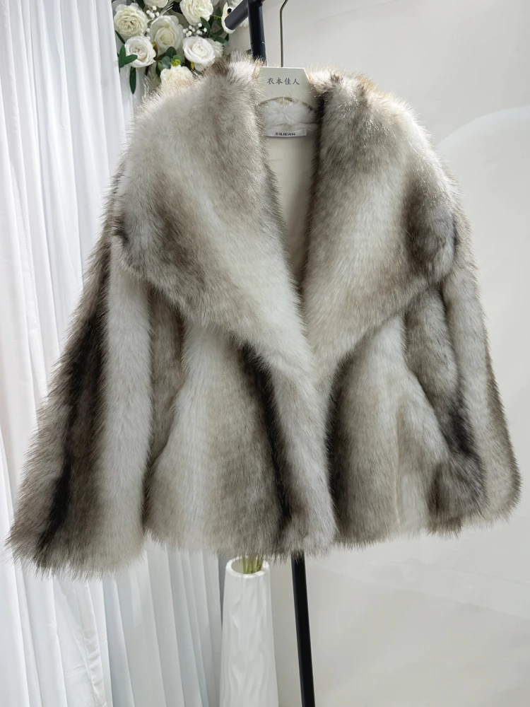  Thickened  Fur Coat Women's Winter Outerwear Fluffy Collar Premium Quality Simulation Leather Warm Casual Coat