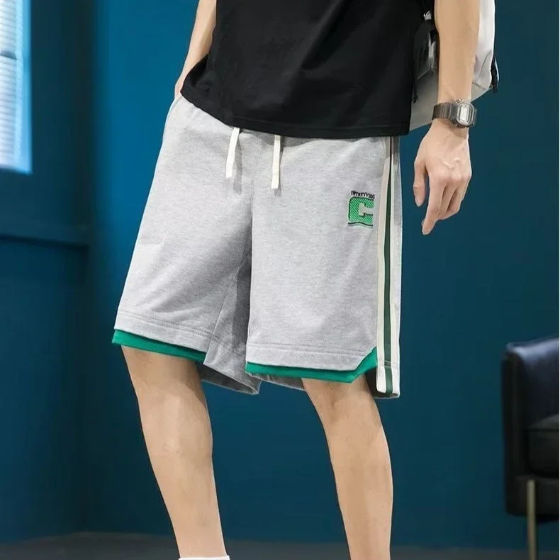 

Мешковатые свободные мужские шорты для бега на шнурке, спортивные спортивные широкие брюки в корейском стиле без логотипа, стильная летняя одежда Y2k, шорты для мужчин