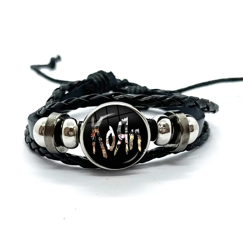 Hip Hop Korn Music Rock Band Punk Band bracciali Art bracciali intrecciati multistrato braccialetti gioielli fatti a mano regali