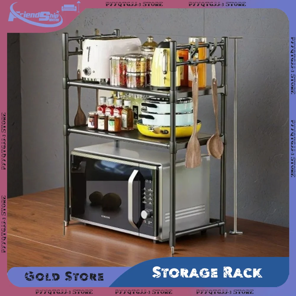 

Microwave Storage Rack Multi-Layer Simple Standing Countertop Seasoning Oven Shelf Kitchen Accessories Organizer Rack Dish Rack