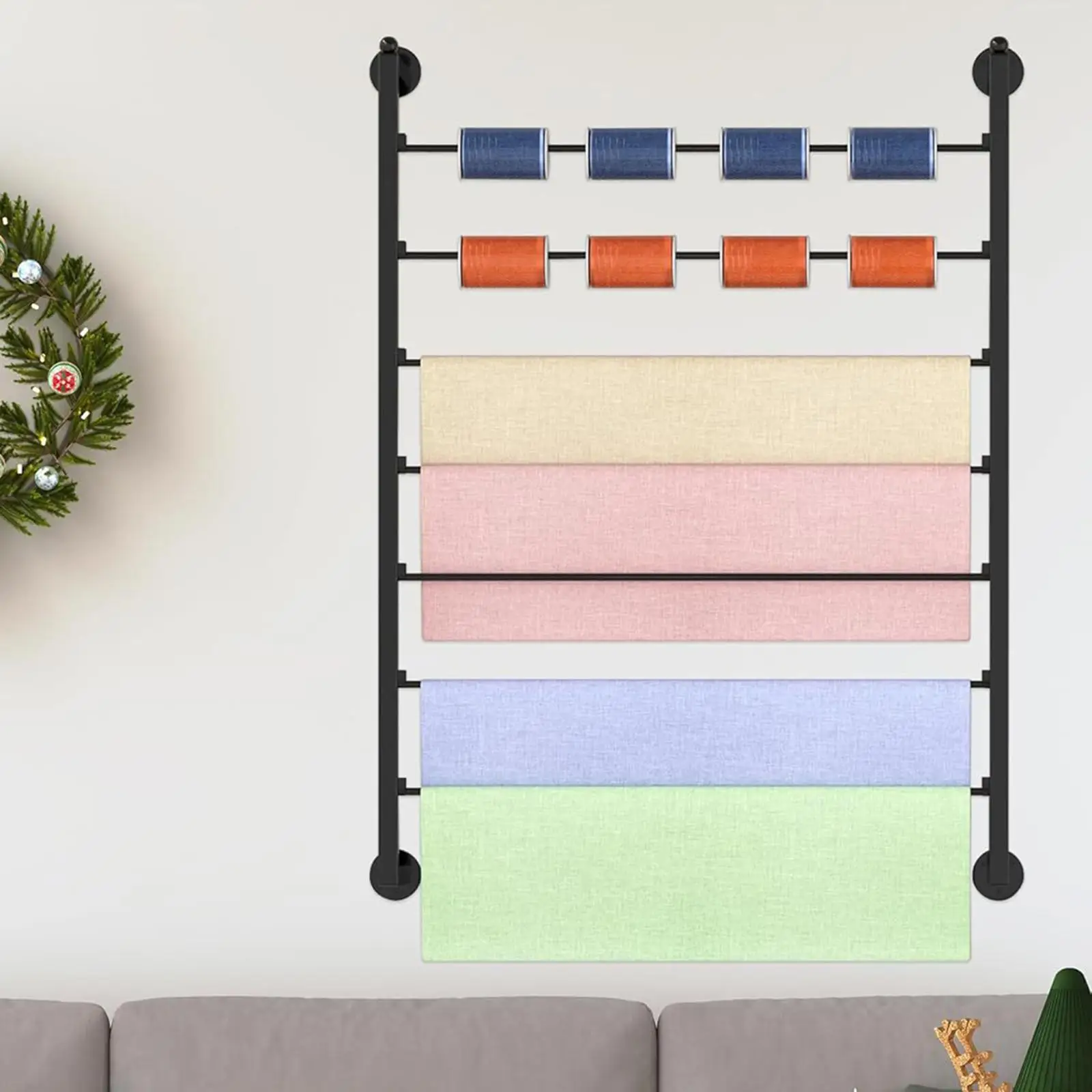 

Wall Mounted Ribbon Organizer Storage Rack Ribbon Roll Display Shelf for Sewing Craft Room