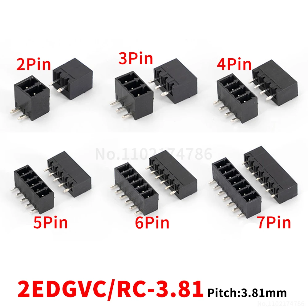 (10 pcs) 15EDGVC 15EDGRC - 3.81mm solder-to-board pluggable PCB terminal block angled/straight pin sockets black 2EDGRC/VC 3.81
