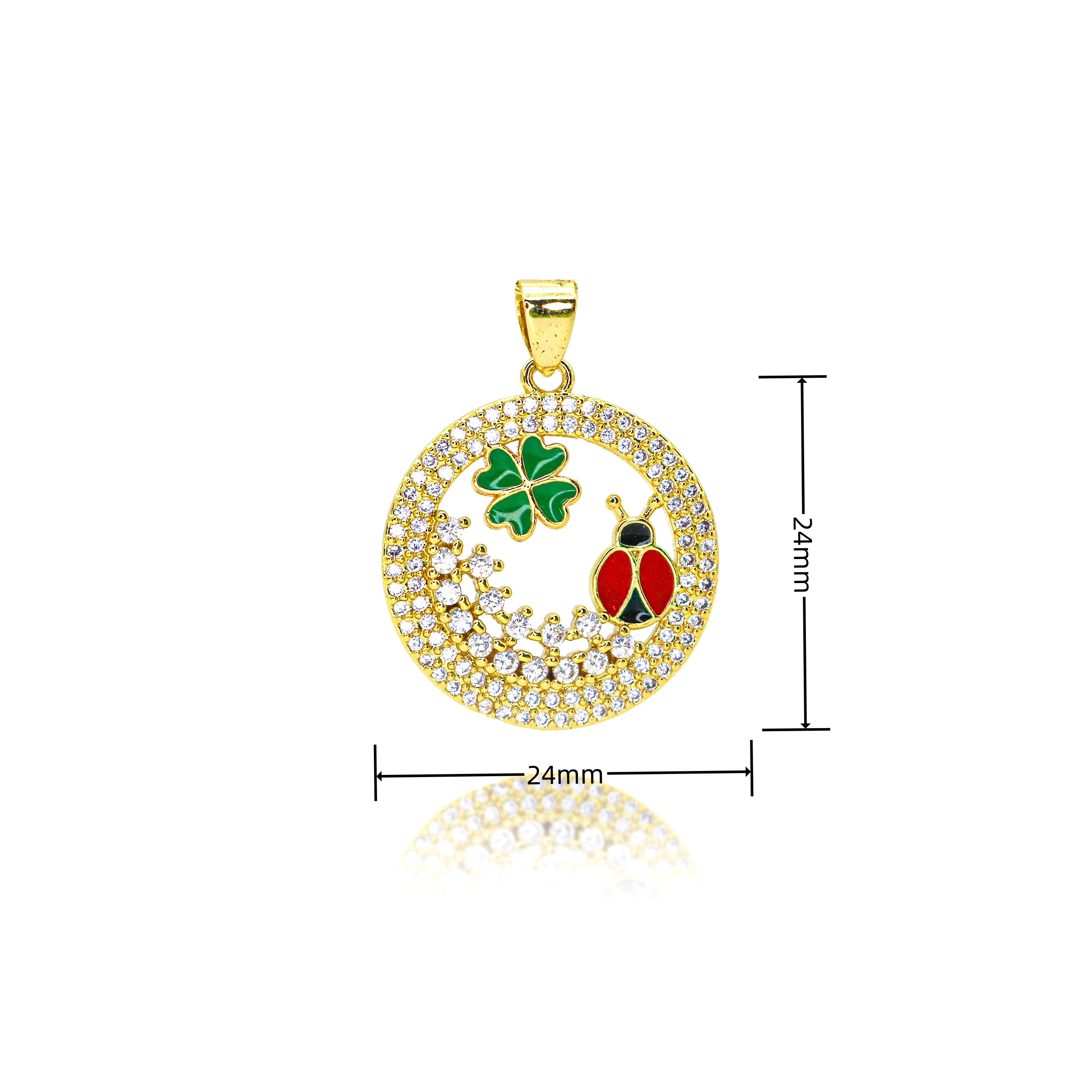 Gold Color ladybug Charms for Necklace Bracelets Earrings Clavicle Chain Dark Pink CZ Pave Animal Pendant DIY Jewelry Accessory