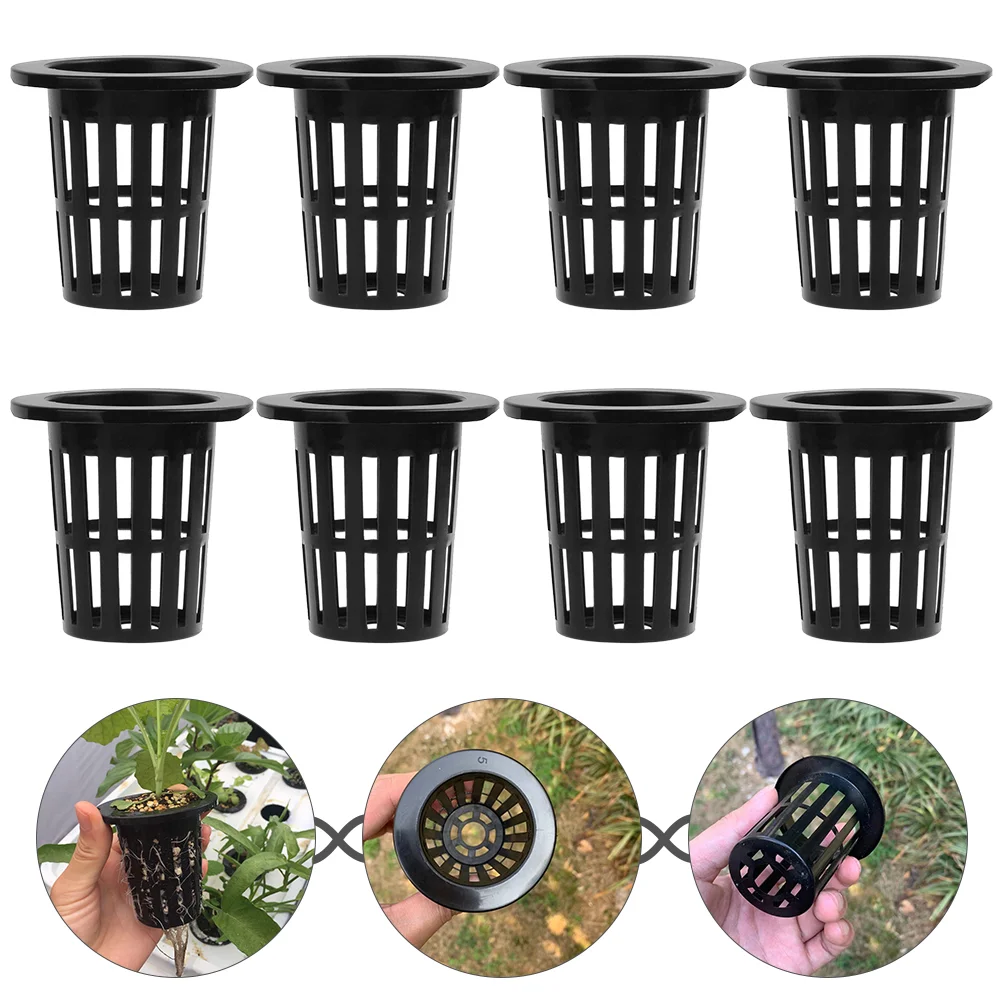 

50 Pcs Planting Basket Pots Hydroponic Baskets Soilless Hydroponics Plastic Automatic Garden Mesh Net Cups Nursery Growth