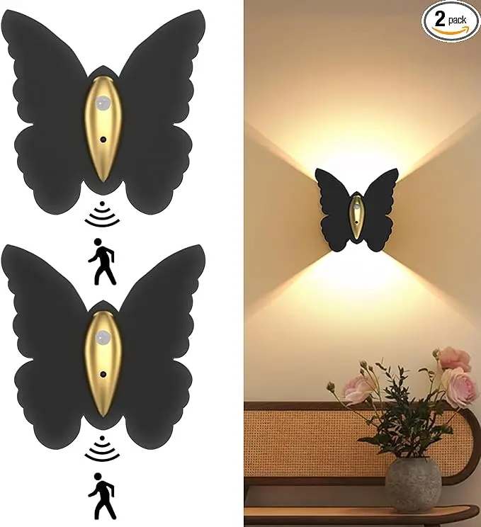 

Butterfly Shaped Butterfly Solar Wall Light Motion Sensor Solar Powered Simple Modern Stairway Wall Light Courtyard Balcony