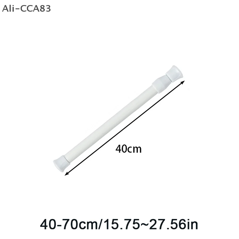 (YY)2025 1 قطعة 30-90 سنتيمتر قابل للتعديل غير اللكم قضيب تليسكوبي تركيب متعدد الوظائف تخزين صغير قضيب تليسكوبي اللون الأبيض