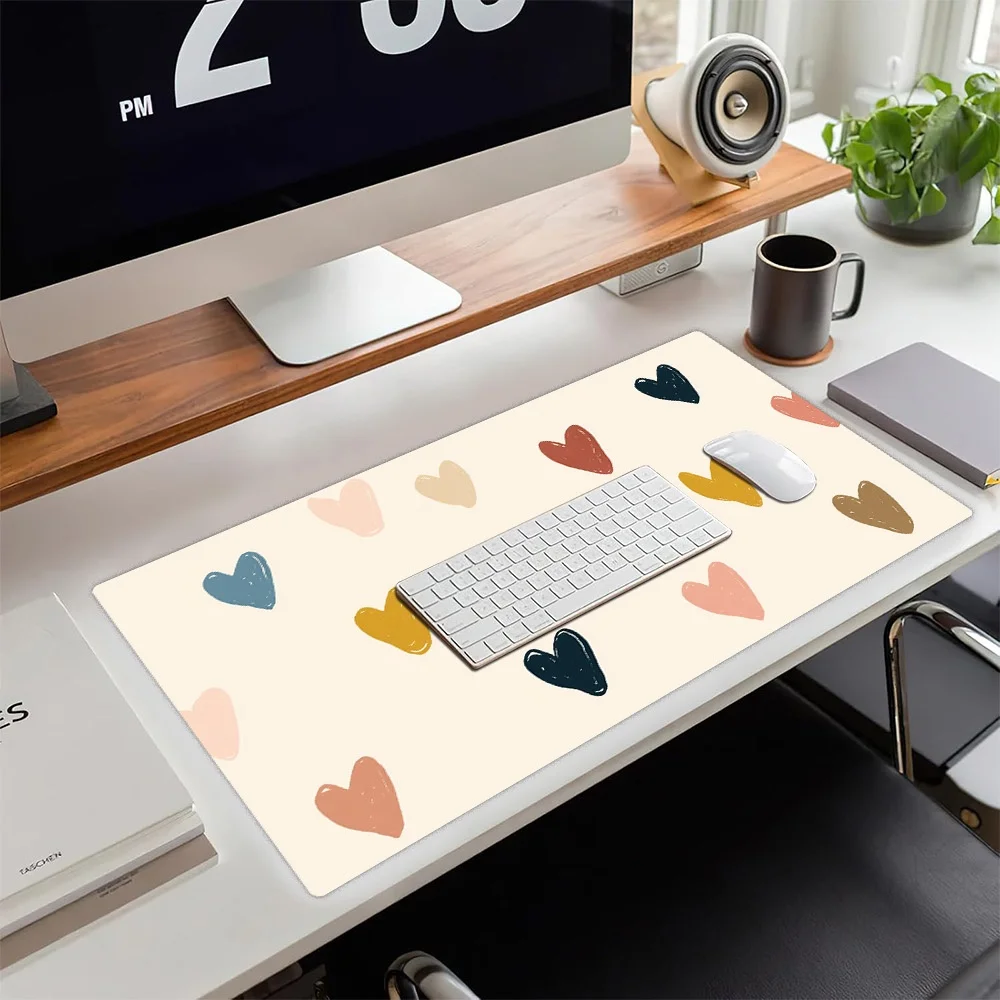 

Коврик для мыши с разноцветными сердечками ко Дню святого Валентина, полиэстер, цифровая печать, разные размеры, декор для рабочего места