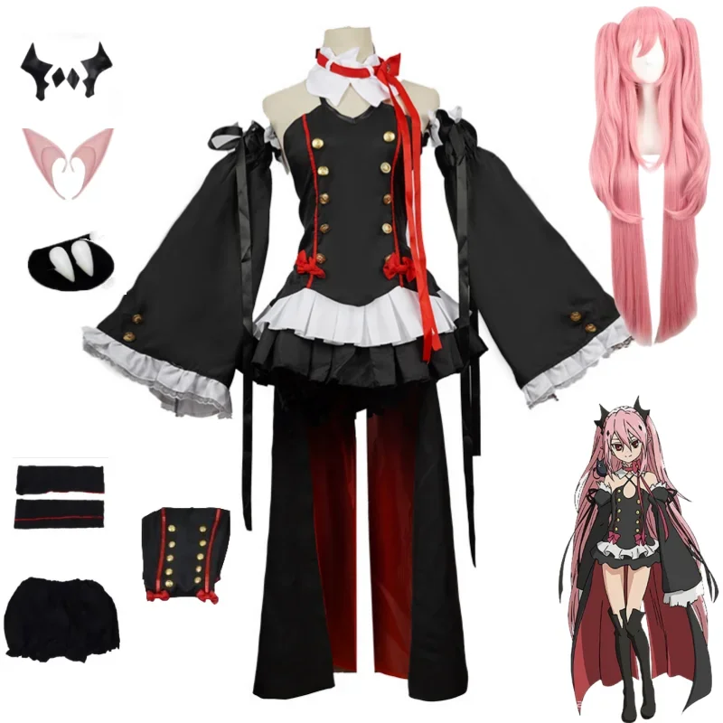 Krul Tepes Cosplay Costume Anime Seraph of The End Owari No Seraph Krul Tepes Cosplay Wig Witch Vampire Dress Halloween Clothes