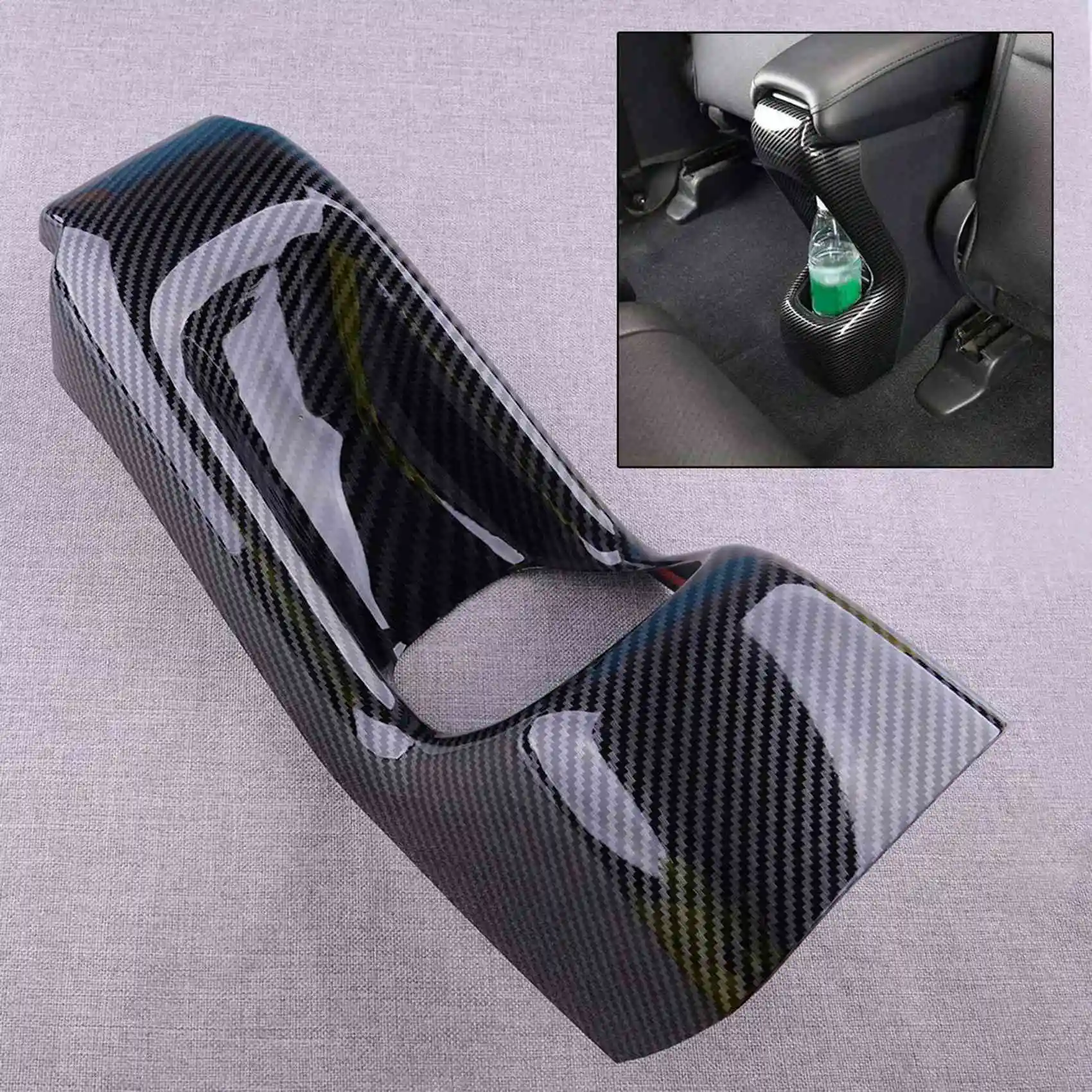 Carbon Fiber Style Rear Seat Armrest Box Anti Kick Cover Trim Fit for Honda HR-V HRV Vezel 2016 2017 2018 2019