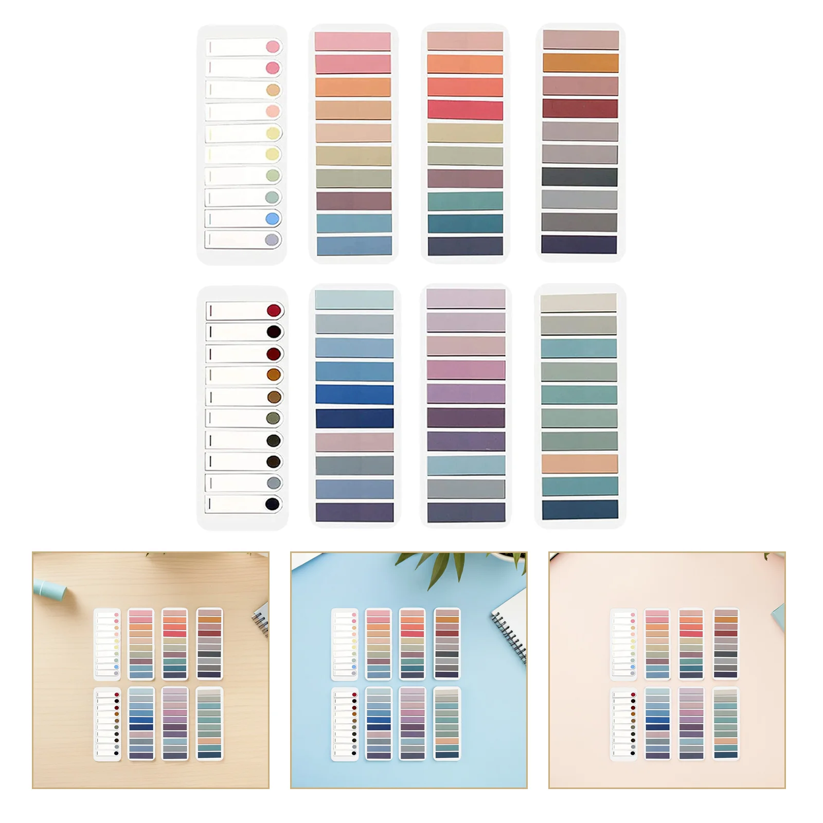 自己粘着性の色付き透明ページタブ、本用、文章マーカー、読書学習、事務用品