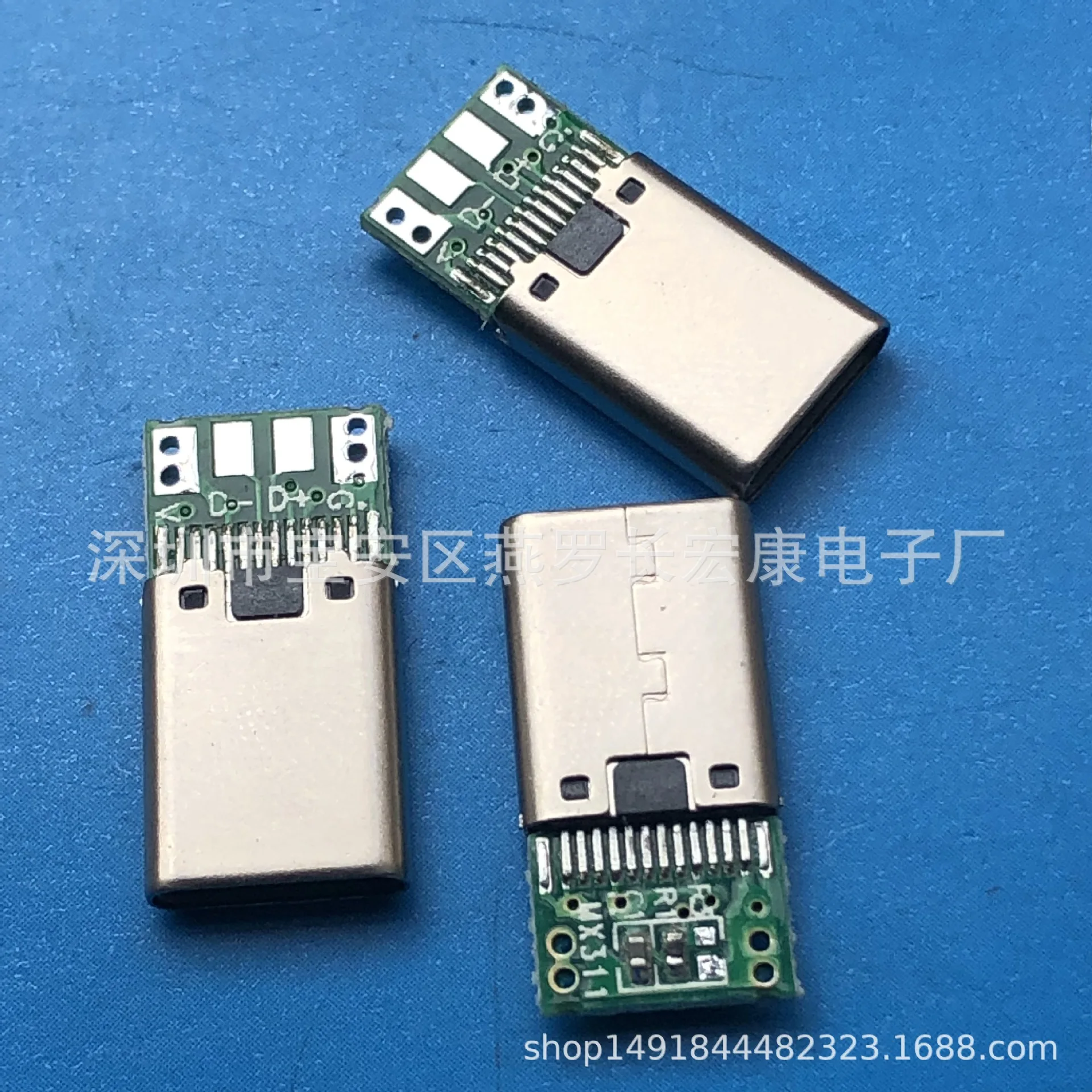 For USB TYPE-C 24Pin Male, Riveting/Riveting, with Grounding, with Data Board