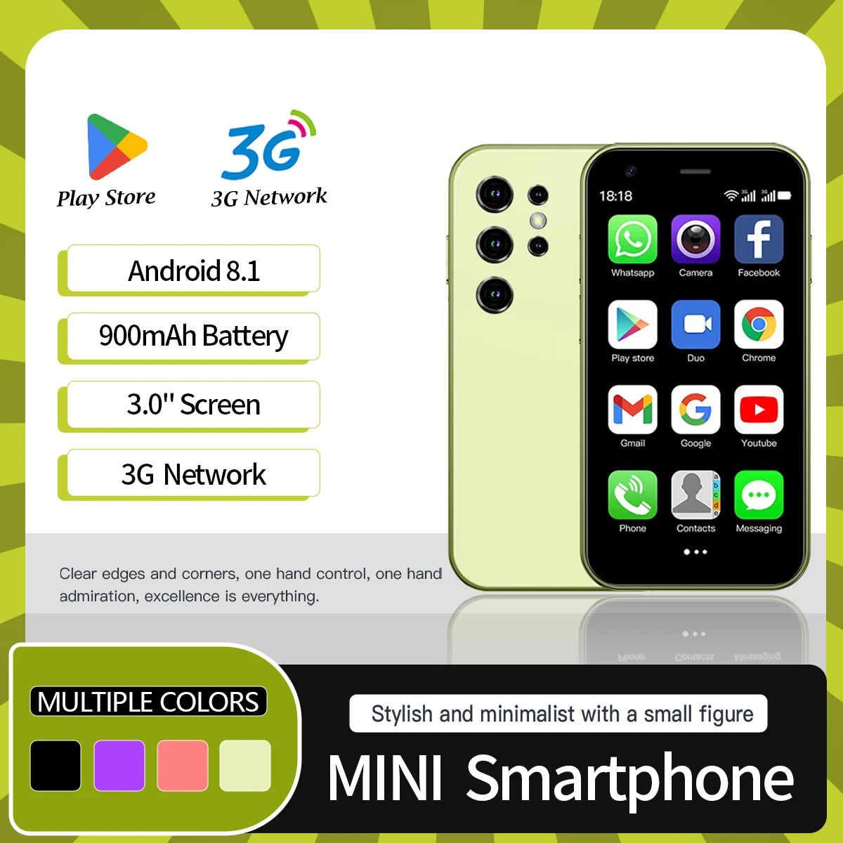 Mini 24 3+32GB Mini Phone Dual SIM Dual Standby 3.0-inci Ponsel Portabel untuk Anak-anak dan Pelajar, Ponsel Cadangan Murah